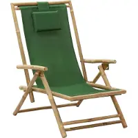 Prolenta Maison Exclusive - Opklapbare ligstoel van groen bamboe en stof