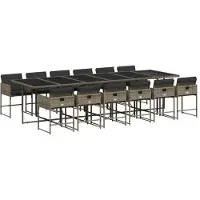 vidaXL 13-delige Tuinset met kussens poly rattan grijs
