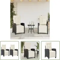 The Living Store Lounge Stoel - Tuinstoelen - Tuinstoelen 2 st verstelbaar met voetensteun poly rattan zwart - Buitendecoratie - Tuinset - Relaxfauteuil