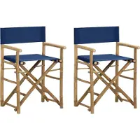 Prolenta Maison Exclusive - Opklapbare regiestoelen, 2 stuks. Blauw, bamboe en stof