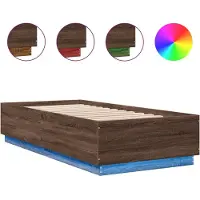 vidaXL Bedframe met LED-verlichting bruin eikenkleur 100x200 cm