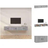 vidaXL Tv-kast - Tv-kasten - Tv-wandmeubel - Televisiekast - Tv-wandmeubels 3 st 80x34,5x40 cm grijs sonoma eikenkleurig