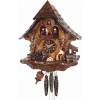 Engstler - 477_MT - Koekoeksklok - 1-daags kettinguurwerk - Notenhout - met muziek met dansend paar - 35 cm
