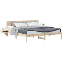 vidaXL Bedframe met hoofdeinde Bruin 200 x 200 cm Massief grenenhout