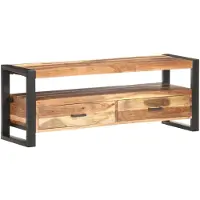 Syfax TV-meubel, 120x35x45 cm, massief hout met honingkleurige afwerking