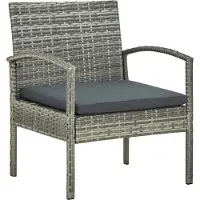 Syfax Tuinstoel met kussen poly rattan grijs