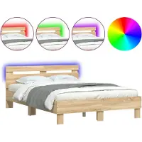 vidaXL Bedframe met hoofdeinde en LED sonoma eikenkleurig 120x190 cm