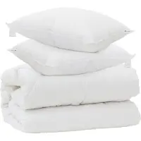 vidaXL Dekbed met Kussens met kussen 3 st Wit Microvezel