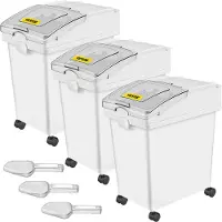 Vevor Opbergbox Op Wielen 3 Stuks Voorraaddozen met Deksel 25 L Keuken Granen Bewaardozen Rijst Voorraaddoos Vershouddozen voor Voedselbehoud, Ontbijtgranen, Pasta, Koekjes En Gedroogde Producten