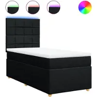 vidaXL Boxspring met matras stof zwart 90x190 cm