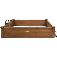 Needs&wants® need&wants Grote houten verhoogde bedrand voor tuinterras, plantenbedset XL vierkant, bloembed kruidenbedrand laag decoratief, 120 x 120 x 26,5 cm, donkerbruin