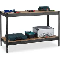Relaxdays werktafel - 2 etages - verstelbaar - 91 x 141 x 61 cm - garage - 300 kg per etage