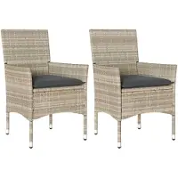 vidaXL Tuinstoelen 2 st met kussens poly rattan lichtgrijs