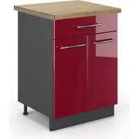 Vicco Fame-Line Keukenonderkast – 60 cm met lade, WB Eik Bordeauxrode hoogglans