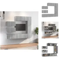 vidaXL TV-meubelset - Klassiek - Tv-meubel - 60x30x30 cm - Kenen- Wandgemonteerd - stevig materiaal - Kleur- Grijs sonoma eiken - - Kast