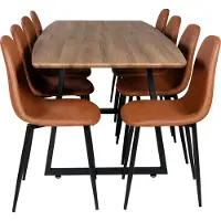 Ebuy24 IncaNABL eethoek eetkamertafel uitschuifbare tafel lengte cm 160 / 200 el hout decor en 8 Polar eetkamerstal PU