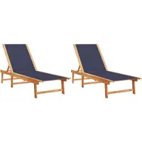 Syfax Ligbedden 2 st massief acaciahout en textileen blauw