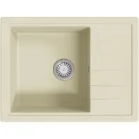 Syfax Gootsteen met overloopgat ovaal graniet beige