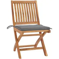 vidaXL Tuinstoelen 2 st met grijze kussens massief teakhout