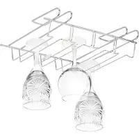 Relaxdays 10 x Wijnglashouders, inzetstuk voor kasten, geschikt voor elk 12 glazen met steel, voor bar en keuken, glazenrail van metaal, 8,5 x 34,5 x 26 cm, zilver