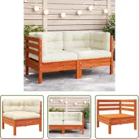 The Living Store Hoekwbank - Tuinbank - Tuinhoekbank met kussens massief grenenhout wasbruin - Buitentijdbank - Lounge Set - Granenhouten Bank