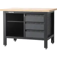Feistos Werkbank Tito 2 - inclusief geperforeerde wand - 60x120x87cm - Antraciet/zwart