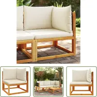 The Living Store Hoekenbank - Tuin Bank - Tuinhoekbank met kussens acaciahout & rotan - Lounge Set - Buitendecoratie - Acacia Hout