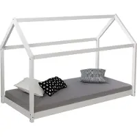 Homestyle4u Kinderbed 90x200 cm - Huisbed met Matras - Wit