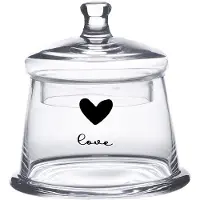 Clayre & Eef Voorraadpot Deksel Ø 12x13 cm Glas Rond Hart Love Voorraadbus Transparant Voorraadbus