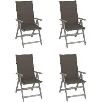 Syfax Tuinstoelen 4 st verstelbaar met kussens massief acaciahout