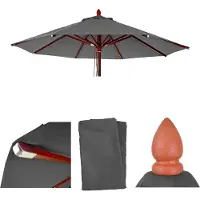 Mendler Vervangingshoes voor horeca parasol -C57, parasolhoes, rond Ø3m polyester 3kg ~ antraciet