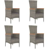 Syfax Tuinstoelen 4 st met kussens poly rattan grijs