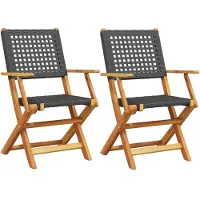 vidaXL Tuinstoelen 2 st massief acaciahout en poly rattan zwart