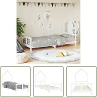 The Living Store Houten Bed - Kinderbed - Kinderbedframe 80x200 cm massief grenenhout wit - Peuterbed - Kids Bed - Kinderkamersdecoratie