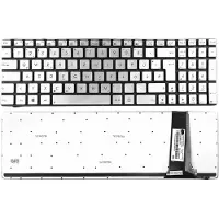 T-ProTek DUITS - Zilveren toetsenbord met verlichting, zonder frame, voor ASUS N550JV