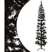 Syfax Kunstkerstboom half met standaard smal 180 cm zwart