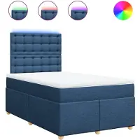 vidaXL Boxspring met matras stof blauw 120x190 cm