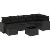 vidaXL 8-delige Loungeset met kussens poly rattan zwart