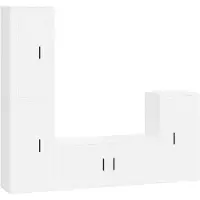 Syfax 4-delige Tv-meubelset bewerkt hout wit