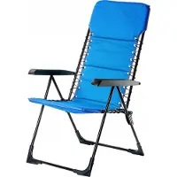 Kadax Tuinstoel met hoge rugleuning van staal, klapstoel met armleuningen, klapstoel met draagvermogen tot 110 kg, balkonstoel voor camping, terras en tuin (blauw)