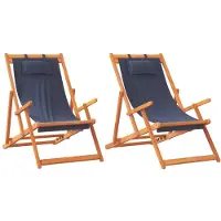 vidaXL Strandstoelen 2 st inklapbaar stof blauw