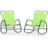 Syfax Ligstoelen 2 st schommelend staal en textileen groen