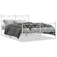 vidaXL Bedframe met hoofd- en voeteneinde metaal wit 140x200 cm