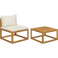 The Living Store Living Store 2-delige tuinmeubelset met kussens, gemaakt van massief acaciahout