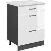 Vicco Keukenonderkast R-Line Wit Hoogglans 60 cm WB Marmer, Model 46876