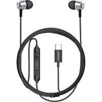 Swissten , In-ear USB-C hoofdtelefoon met geïntegreerde microfoon, 1,2 meter, zwart/zilver