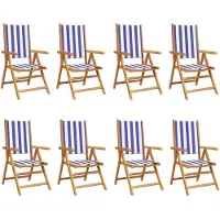 vidaXL Tuinstoelen 8 st verstelbaar massief hout en stof blauw en wit