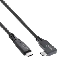 InLine USB4-kabel, USB-C, haaks aan één kant, PD 240W, 8K60Hz, TPE, zwart, 1,5m