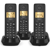 Gigaset PURE 100 trio, analoge/DECT telefoon, draadloze headset, luidsprekerfunctie, 50 tonen, nummerherkenning, zwart