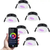 HOFTRONIC™ 6x Smart LED inbouwspots Napels wit 8 Watt RGBWW IP65 kantelbaar WiFi + Bluetooth